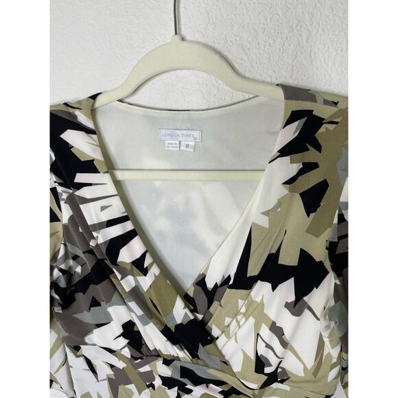 Nwot London Times 3/4 Sleeve Faux Body con Wrap Dress size 8 - Picture 2 of 7